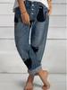 2023 Spring & Autumn Women's Casual Loose Slimming Straight-Leg Culottes Jeans