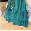 A Stylish and Retro Mid-length Embroidered Skirt with A Flexible Waist and A Double-layered Flowing Skirt