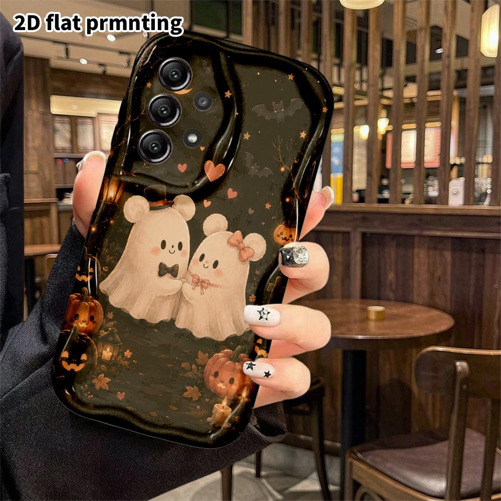 Phone Case: 2D Flat Samsung Galaxy A34 A35 M05 M06 S20 S22 S21 FE Plus 5G Protective Case, Ghost Teddy Bear, Christmas and Halloween Gifts