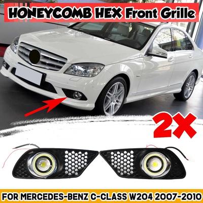 Auto Front Nebel Licht Kühlergrill Grill Abdeckung Waben Mit Nebel Lampen Für MERCEDES BENZ C-Klasse W204 2007-2010 A2048850353 A2048850253