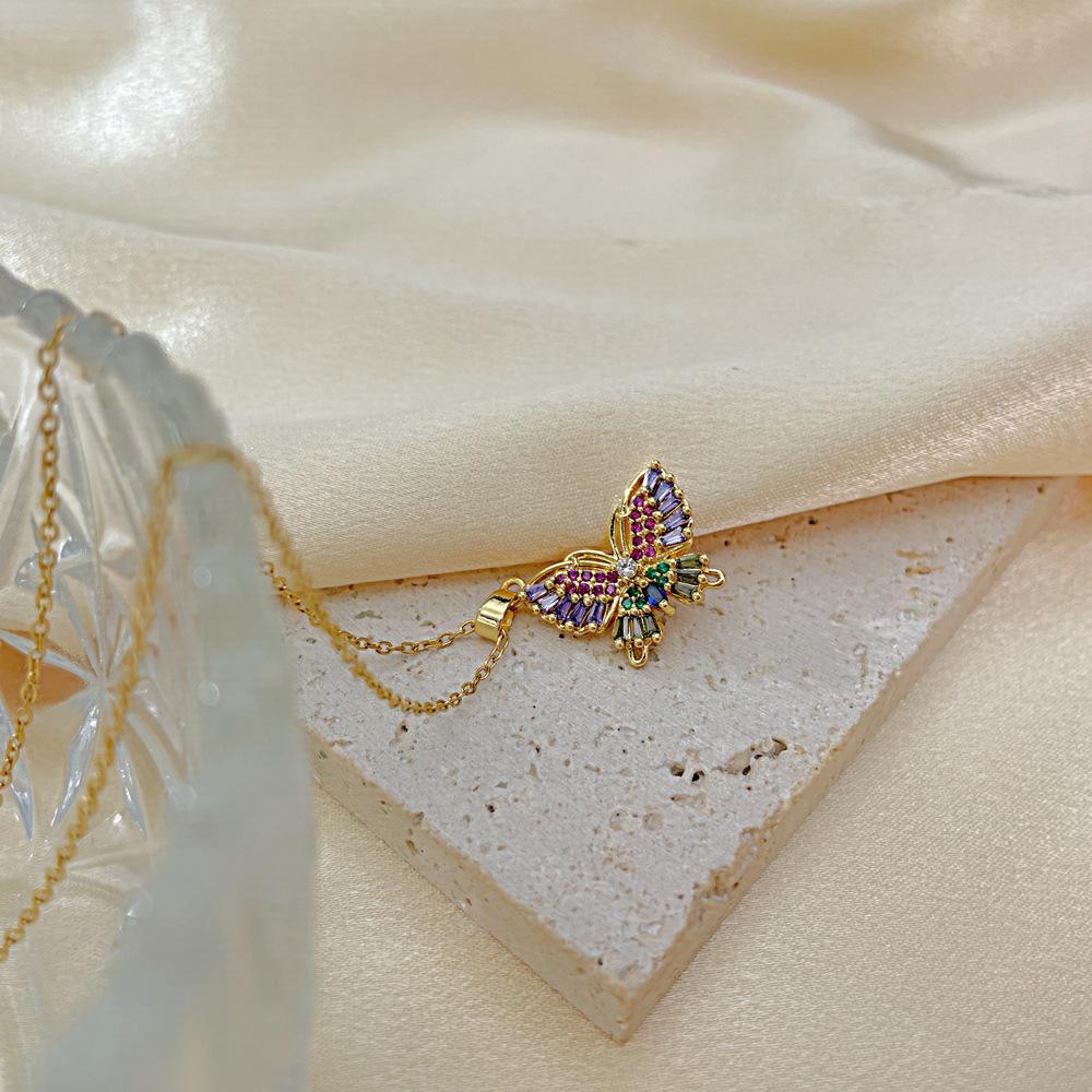 OPK Multicolor Butterfly Clavicle Chain Fashion Stainless Steel Necklace Girl