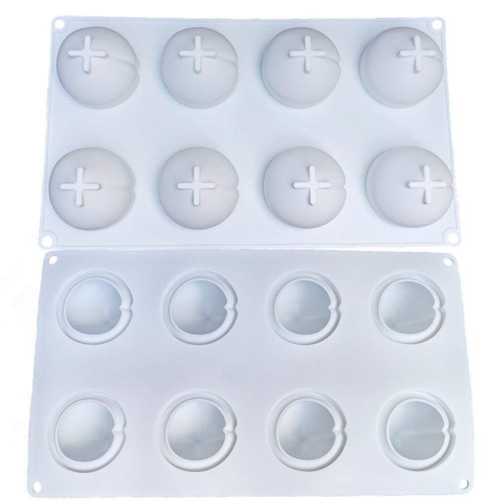 8-Cavity 3D Longevity Peach Silicone Mold - Jelly Mousse Cake French Dessert Aromatherapy Candle Baking Tool