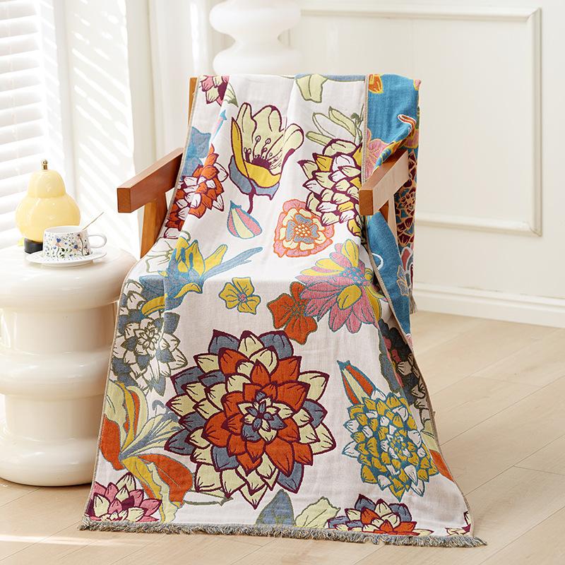 

Floral Bath Towel, Cotton, Large Towel, Bathroom, 80*160 cm, Women, Adults, Four-layer Gauze, Delicate, 19 Styles 80x160 cm