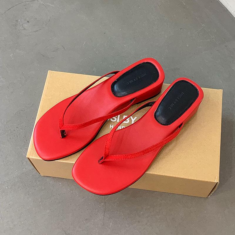 Fashion Footwear Low Heel Flip Flops Women Slippers Wedges Shoes Female Slides Sandals Fashion Round Toe Ladies Wedges Slippers Shoes