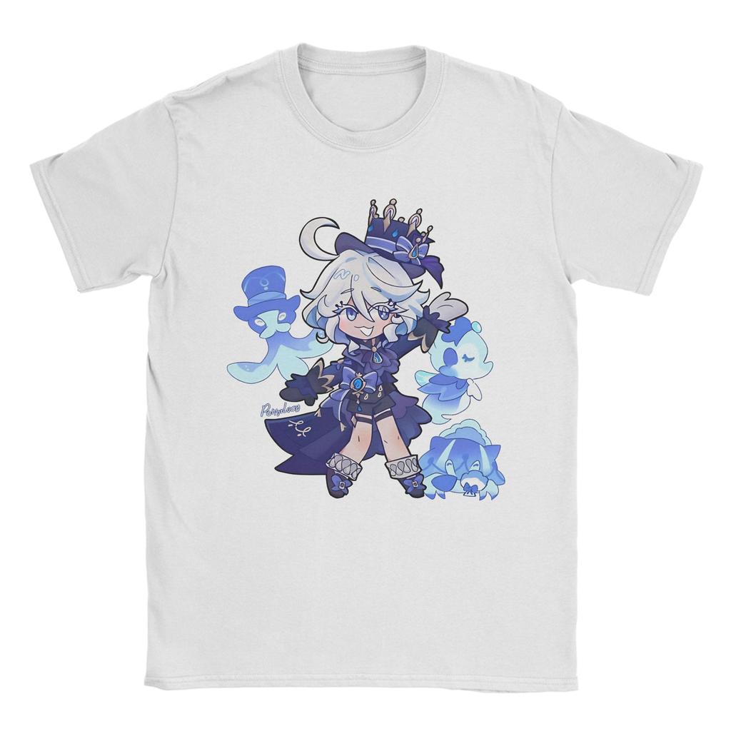 Leisure Furina Tshirts For Unisex Unisex Round Neck 100 Cotton T Shirts Genshin Impact Game Tee Shirt Plus Size Clothing