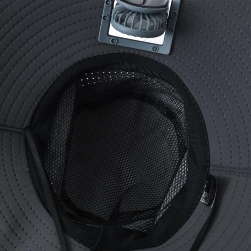 Rechargeable Outdoor Fisherman Hat Built In Fan Solar Charging Lightweight Breathable Sun Protection For Men Women
