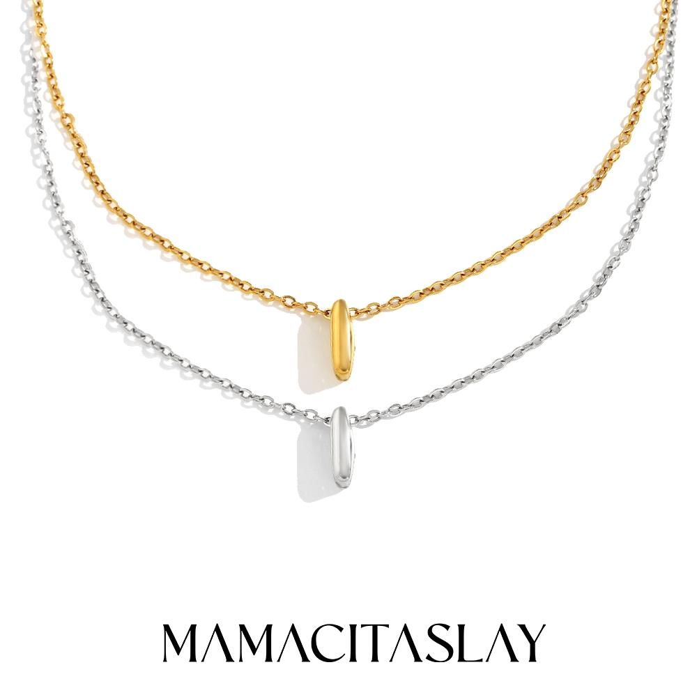 

MamacitaSlay 316L Stainless Steel Letter Pendant Necklace Waterproof 18K Gold Plated Neck Jewelry Women s Minimalist Necklace Silver&46cm
