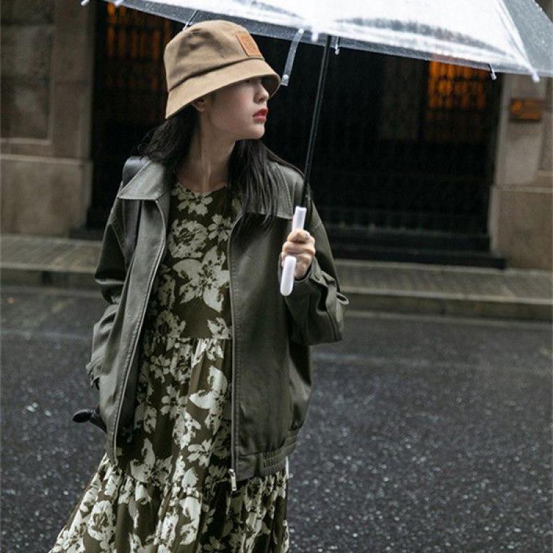 Trendy and Popular Retro Leather Jacket Spring Autumn and Winter Coat Women's Versatile Foreign Style Advanced Sense Harajuku Lazy Wind Oversize