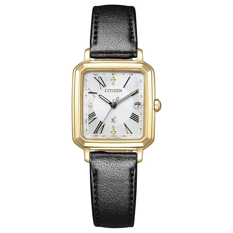 

[Citizen] watch cross sea Light-powered eco-drive radio clock waterproof With replacement belt hikari collection Square 2way Model gold black white