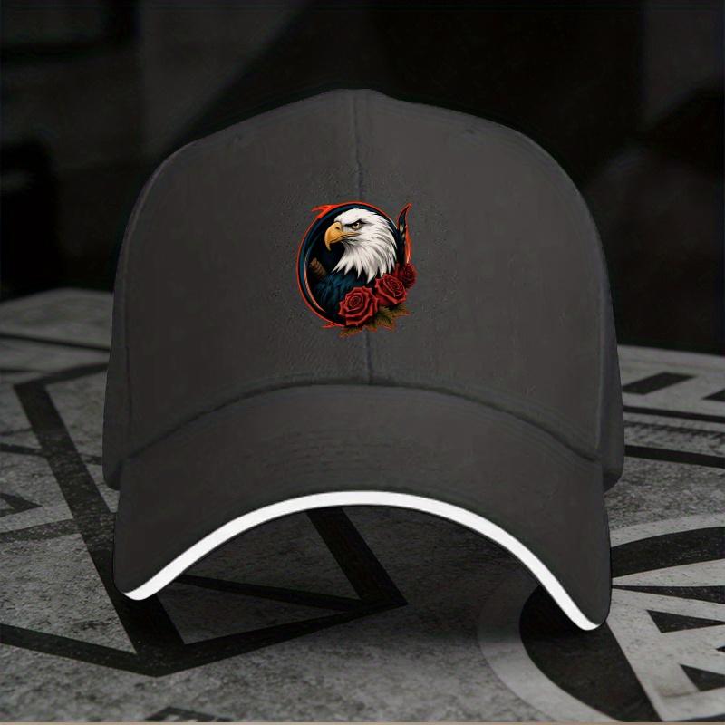 New A Single Adjustable Sandwich Baseball Cap Featuring an Eagle And Rose Print, a Lightweight Printed Women'S Hat, a Trendy 'St