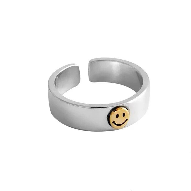 Cute Women Men Simple Design Rings Vintage Owl Frog Smiling Ring For Woman Girl Ancient Silver Color Retro Punk Jewelry Gift