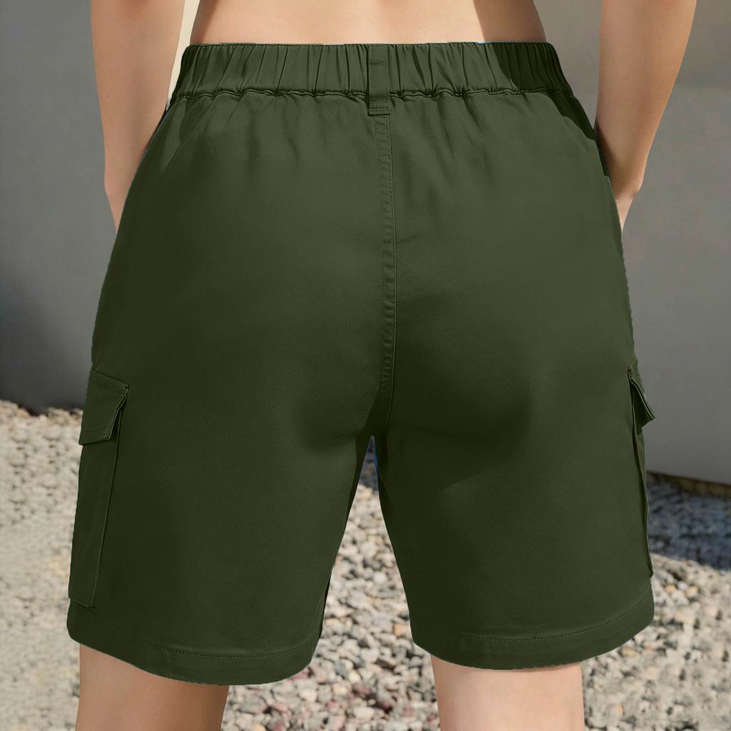 Hiking Shorts For Women Lightweight Elastic Waist Knee Length Cargo Shorts Golf Casual Summer Bermuda Shorts