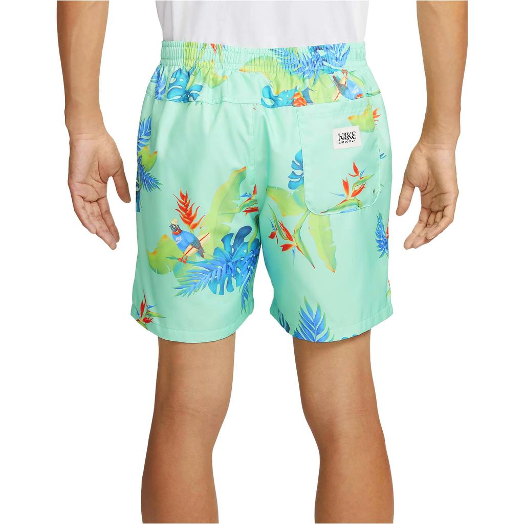 Nike Plant Print Drawstring Mid-Waist Casual Shorts Men Bottoms Emerald-Green FQ0350-349