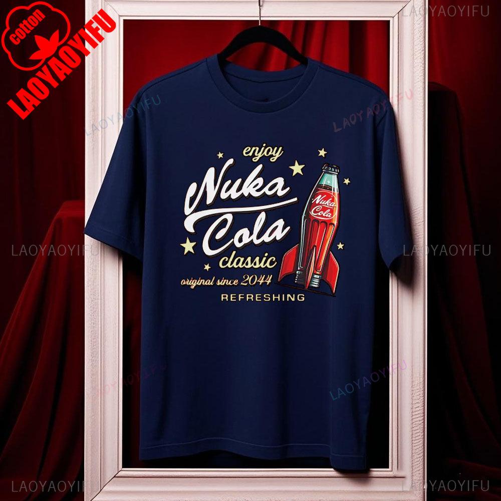 Nuka Cola Fallout Unisex Softstyle Cotton T-Shirt Funny Tshits Vintage Red T Shirt 2044 Tee Tops Fan Gift Ropa Hombre Harajuku