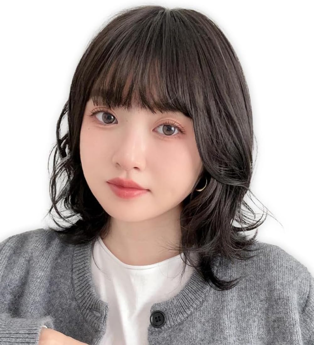 

Brightlara Women s Bob Wig, Medium Length, Natural, Full Bob Hair, Wave Wig, hf1235-BC