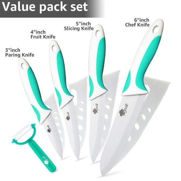 Kitchen Knife Set Ceramic Knives Paring Utility Slicing Chef 3 4 5 Inch White Zirconia Blade Fruit Vegetable Knife Tools Cutter