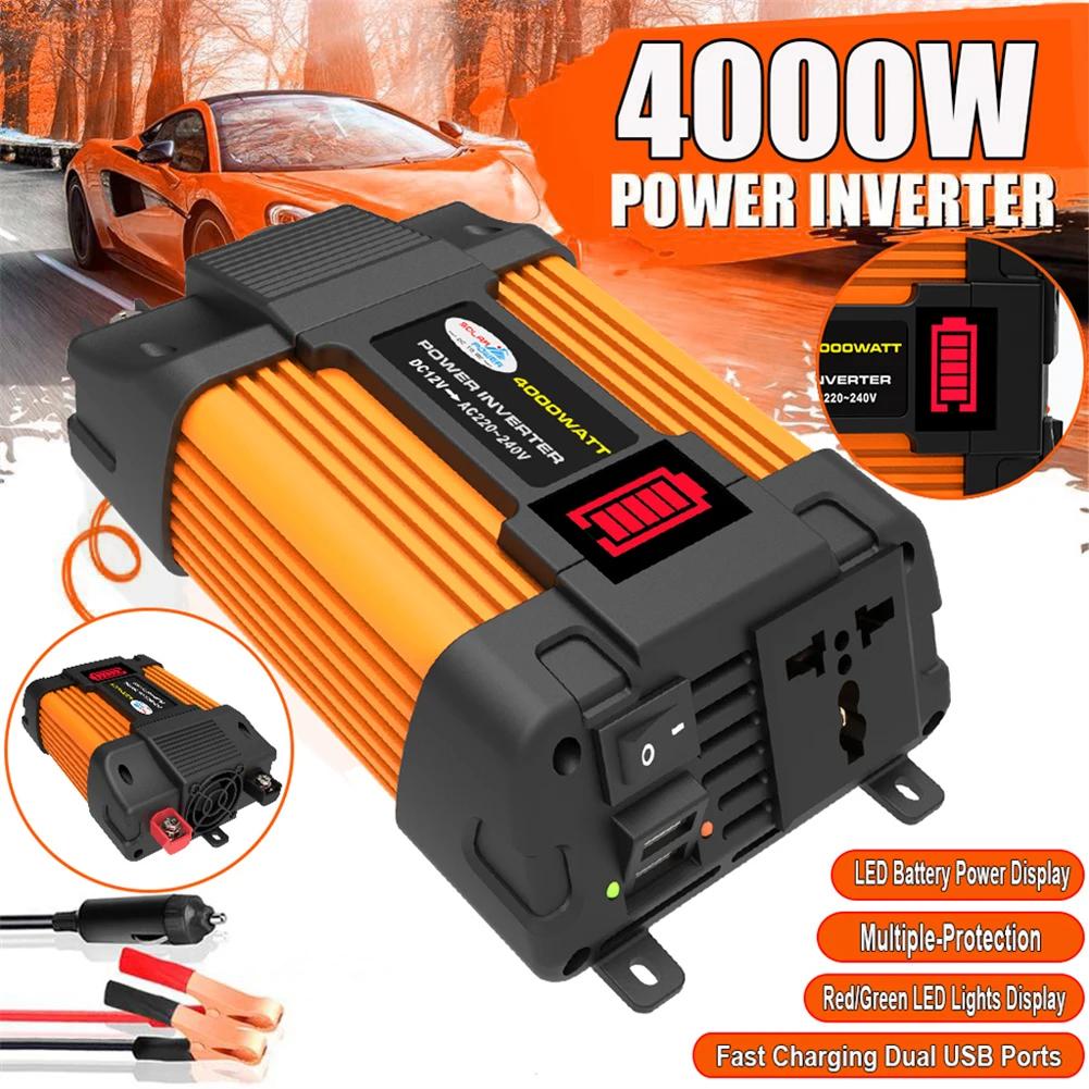Invertor Portabil 4000W 6000W Invertor Auto de Putere DC12V la AC110/220V Transformator Invertor cu Undă Sinusoidală Modificată Încărcare Rapidă USB