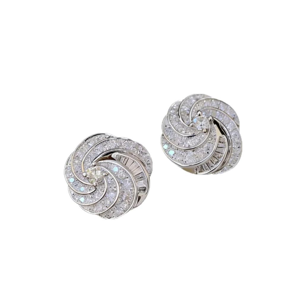 Yanbai Zircon Rotating Luxury Geometric Stud Earrings – Trendy, Shiny, High-End Accessories
