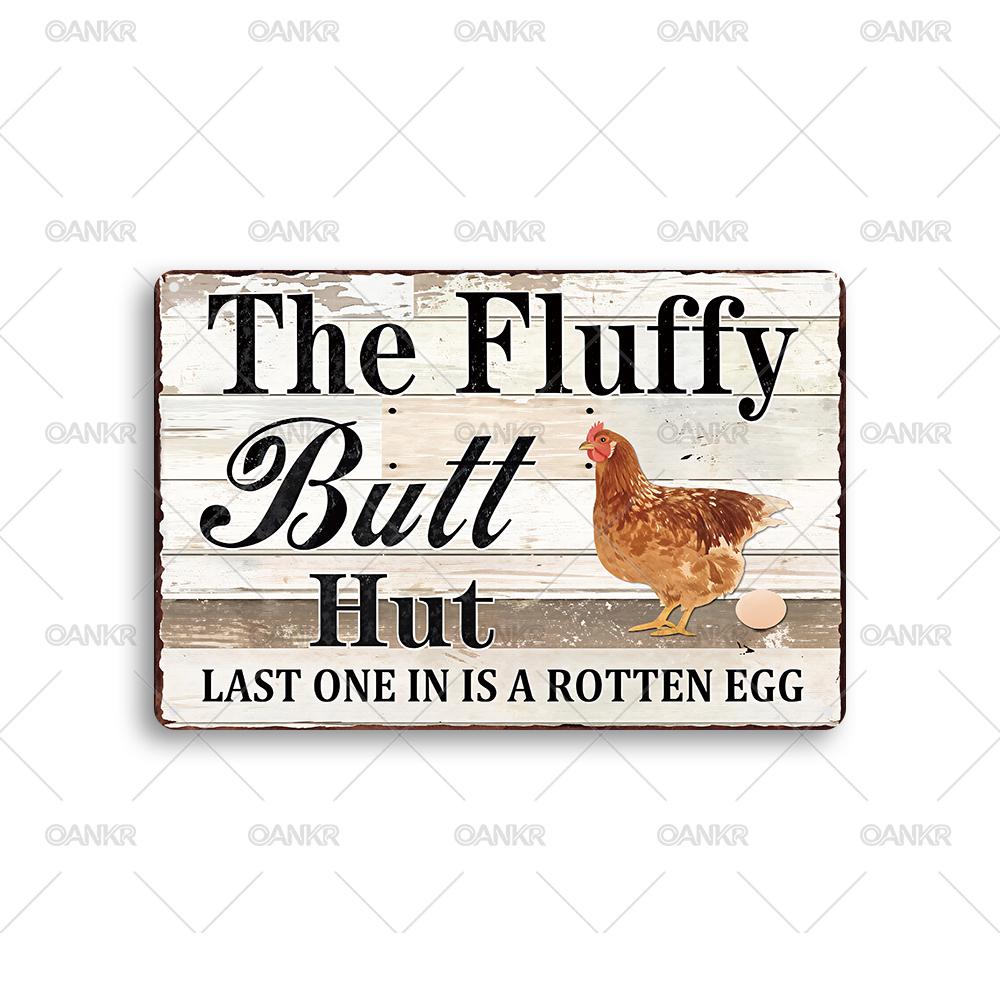 

Vintage The Fluffy Butt HutMetal Tin Sign Funny Poster Metal Signs for Man Cave Garage Farm Bar Garden Home Wall Decor Plaque 20x30cm（7.8x11.8inch）