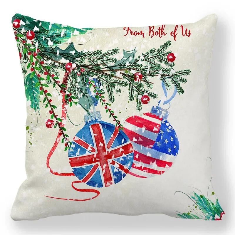 Christmas Decor Cushion Cover Christmas Gifts Home Party Decorative Pillow Cover Winter Snow Scene Animal Angel Print Pillowcase