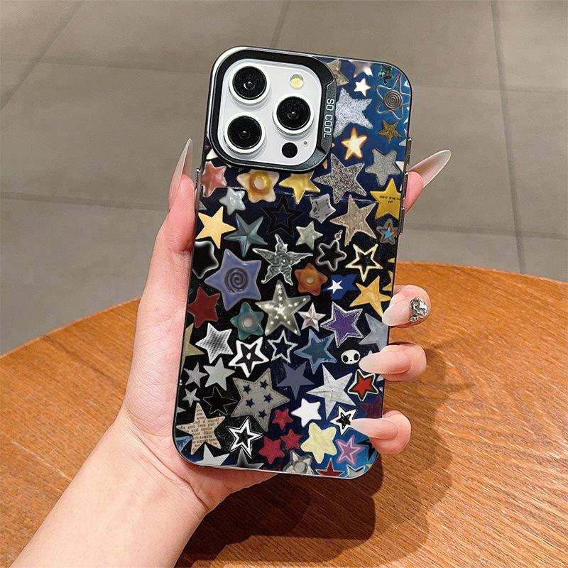 Full Screen Painted Stars for Apple 16Pro Mobile Phone Case iPhone14/15plus Cartoon 11/12/13 PM