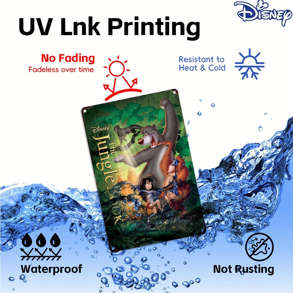 1pc The Jungle Book Metal Tin Sign - Mowgli & Friends Wall Art, 20.32x30.48 cm Durable Outdoor/Indoor Retro Vintage Decor with B