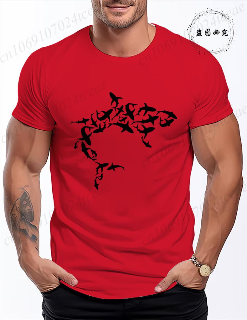 Men Womens Clothing Shark Print Tshirt Harajuku TShirt Streetwear Round Neck Top Short Sleeve Casual Summer Tee Shirt Clothes