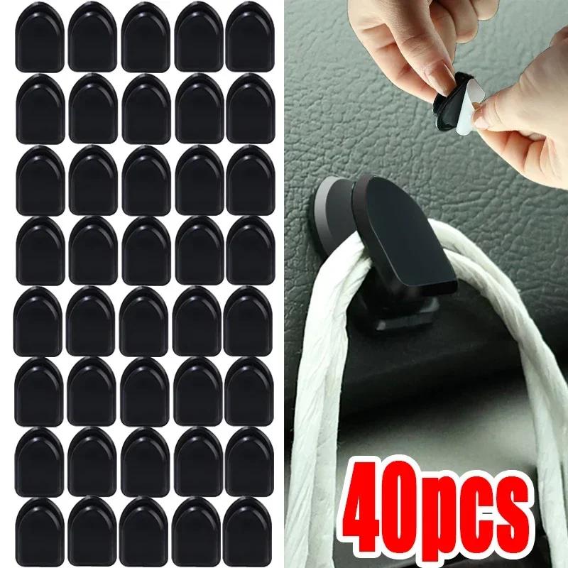 Schwarze Mini-Autohaken Starker Klebstoff Unsichtbare Haken für USB-Kabel Kopfhörer Schlüssel & Taschen Auto Auto-Organizer Zubehör