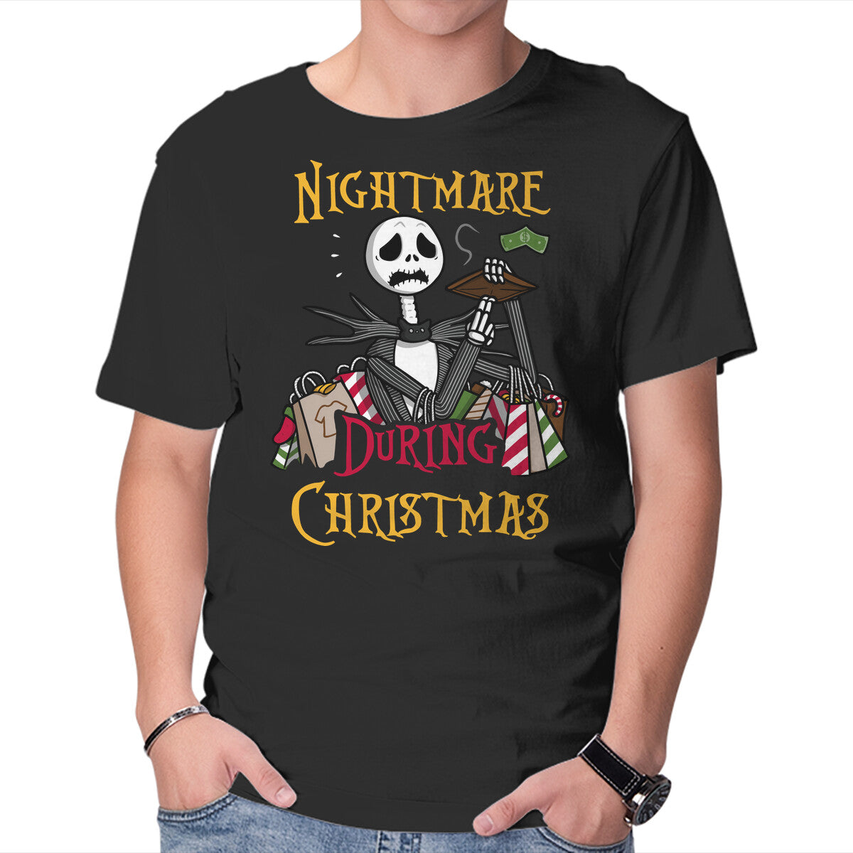 Unisex Crew Neck T-Shirt The Christmas Nightmare Graphic Short Sleeve Casual Tee M