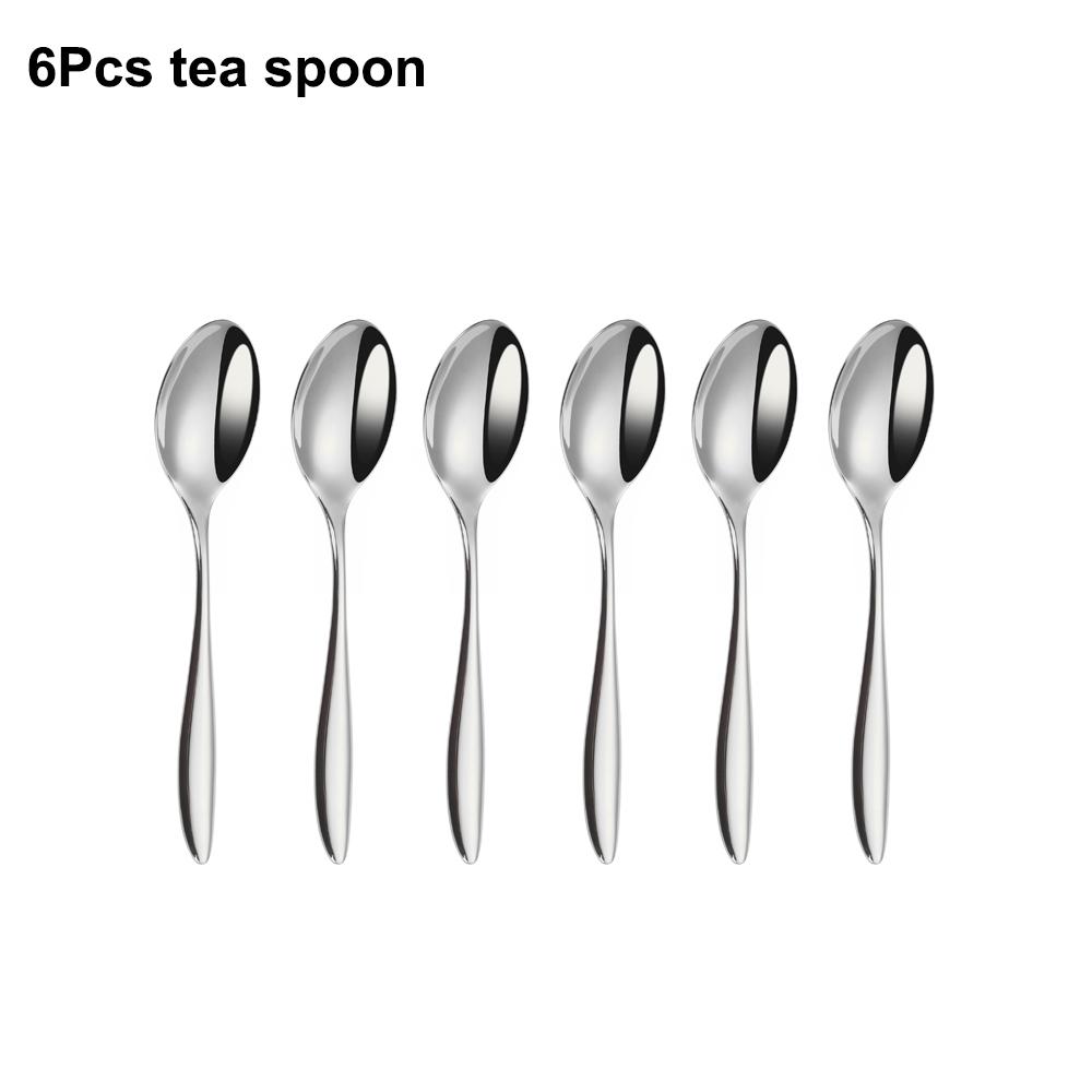 6/16/20/24Pcs Sliver Tableware Stainless Steel 304 Cutlery Set Mirror Fork Spoon Western Dinner Set Smooth Handle Flatware4