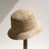 2026 fashion Raffia Straw Bucket Hat Women Summer Bikini Beach Hat Female Korean Travel Sun Protection Breathable Fisherman Hat