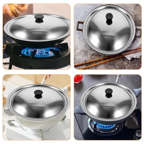 Veemoon Rustfritt Stållokk, Varmebestandig, Forhindrer Sprut under Matlaging, Ideelt for Hjemme- og Utendørsbruk