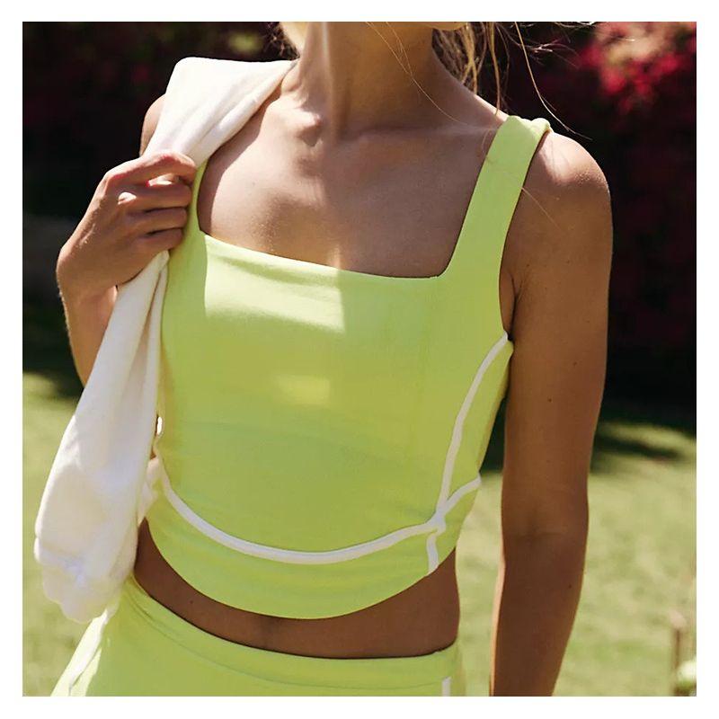 

New Back Shaping Yoga Clothes Exercise Bra Vest Workout Underwear with Chest Pad Comfortable Female Fancy Shockproof Push-up Fluorescent green Tops L