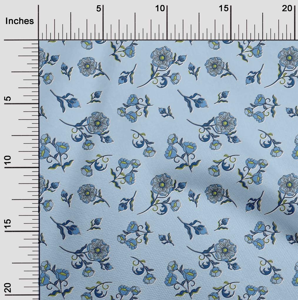 oneOone Cotton Flex Violet Fabric Leaves & Flower Floral Diy Clothing Quilting Fabric Print Fabric By Yard 40 Inch