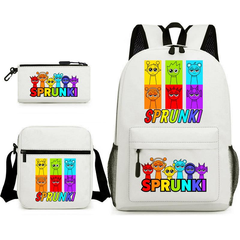New Game Merchandise Primary School Bag Rhythm Box Sprunki Cartoon Starry Sky Backpack 3-piece Set L