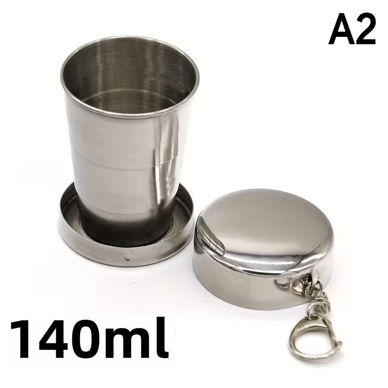 250Ml Stainless Steel Folding Cup Outdoor Travel Camping Portable Collapsible Water Cups With Keychain Retractable Teacups