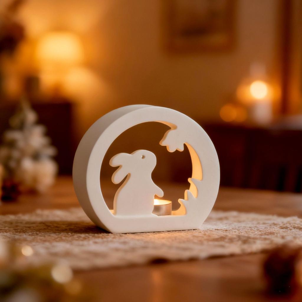 DIY Wielkanocny Króliczek Pusty Świecznik Forma Żywiczna Ozdoba na Biurko Gipsowa Silikonowa Forma Dekoracja Domu