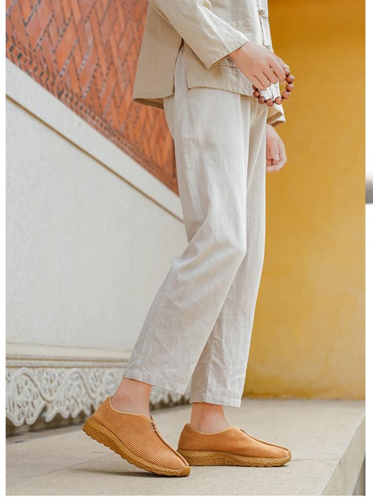 Fashion Mens Knit Monk Shoes Mindful Walking Soft Sole Slip On Breathable Comfortable Zen Meditation Shoes for Yoga Practice Lightweight