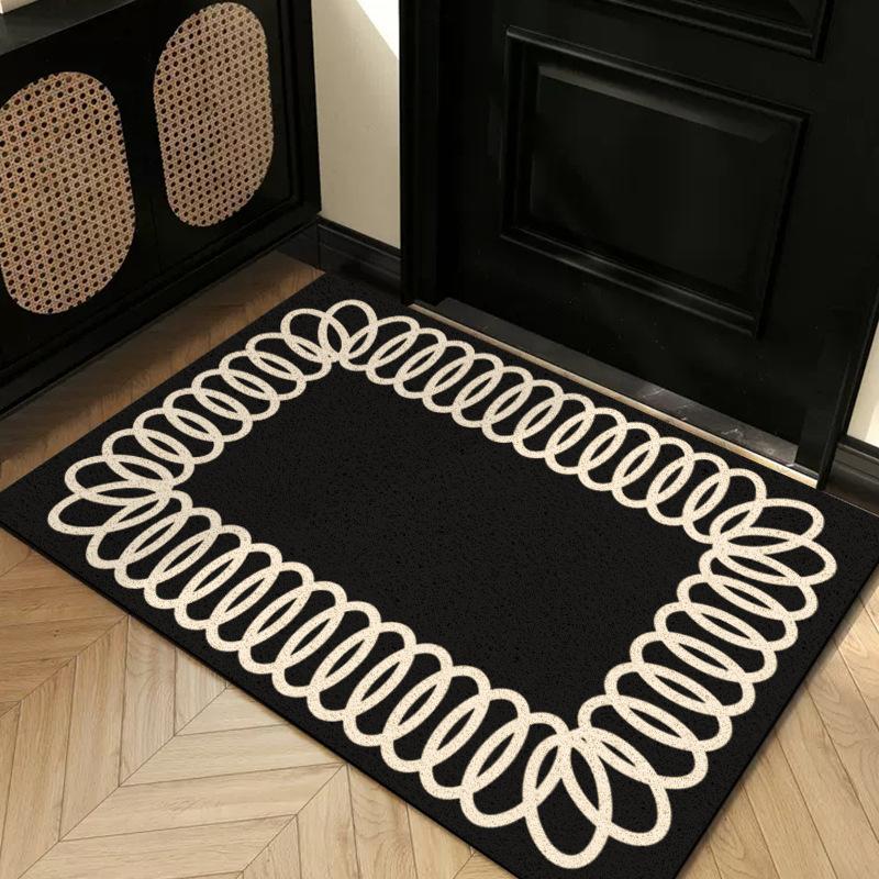 Entry Door Floor Mat Light Luxury Geometric Porch Scraping Mud Rubbing Soil Easy To Take Care Of Foot Pad Door Wear-Resistant Non-Slip Silk Ring Floor