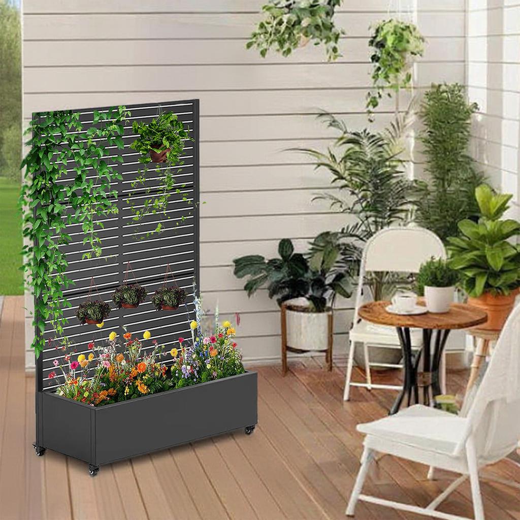 Privacy Screen Planter Box Drainage Hole Privacy Planters for Patio for Patio Deck Balcony Climbing Vines 70.87x47.24x15.75inch