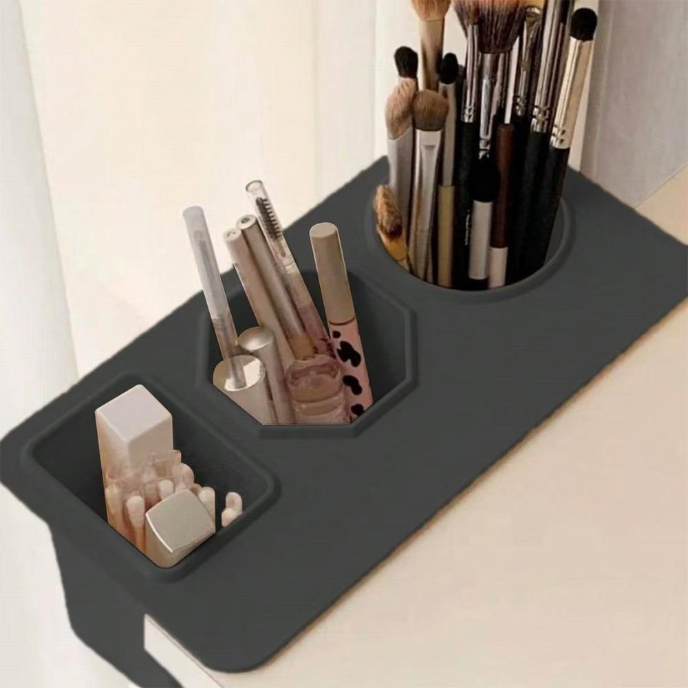 

Пластиковый настольный органайзер для использования на краю стола, контейнер для ручек, подставка для кистей для макияжа, для школы, офиса чёрный