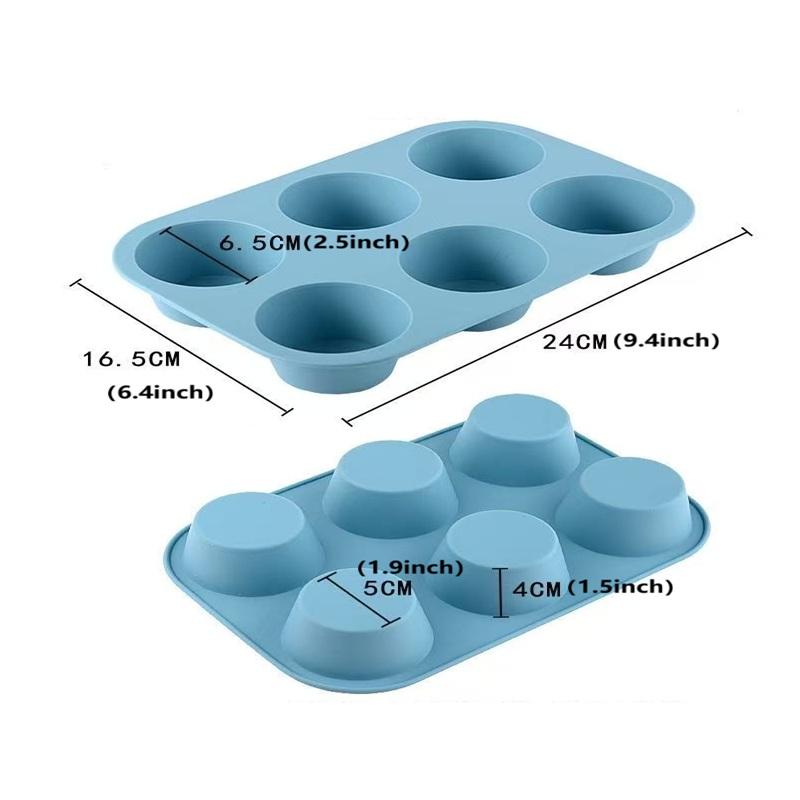 2.5 Inch Silicone Texas Muffin Pan 6 Cup Large Cupcake Pan 2 Pack Red Silicone Mold Muffin Pan Molds