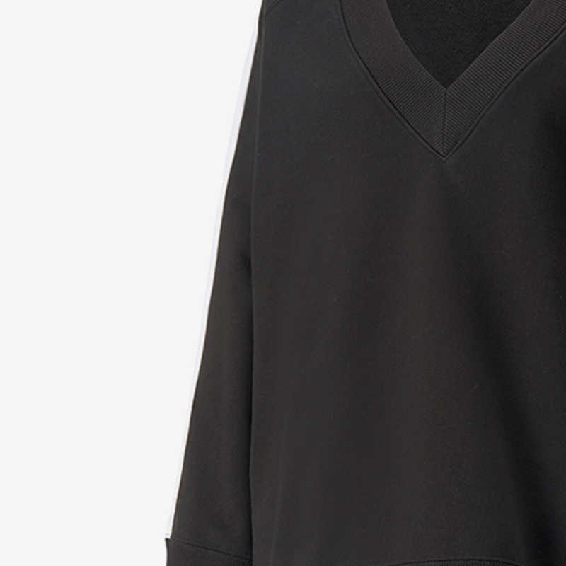 Puma Colorblock-Design V-Ausschnitt Pullover Langarm Sweatshirt Damen Sweatshirt Schwarz 620629-01