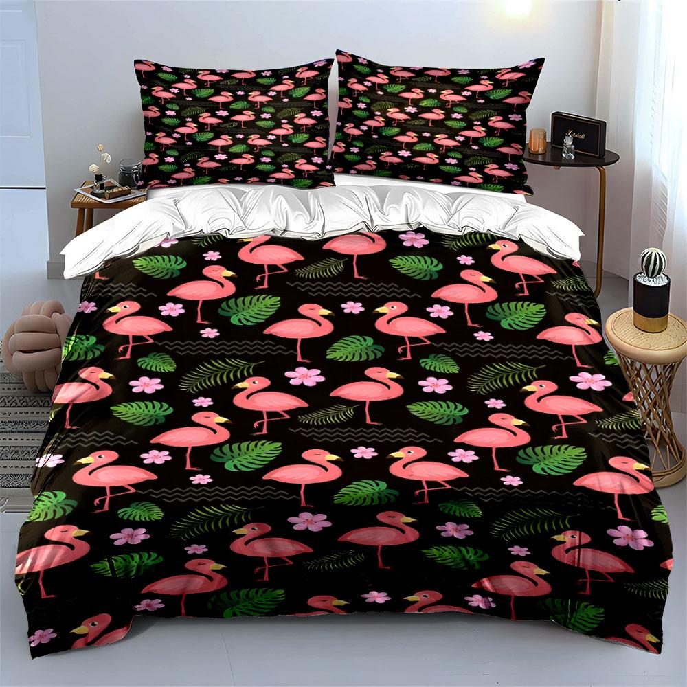 Tropical Flamingo Paradise Carnival Bedding Sets Duvet Covers Pillowcases(1* Duvet Cover 2* Pillowcases Without Duvet Insert)