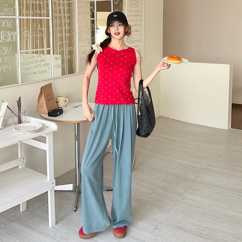 Retro Tencel Jeans Women's Summer Thin High Waist Skinny Loose Wide Leg Casual Lazy Straight Pants