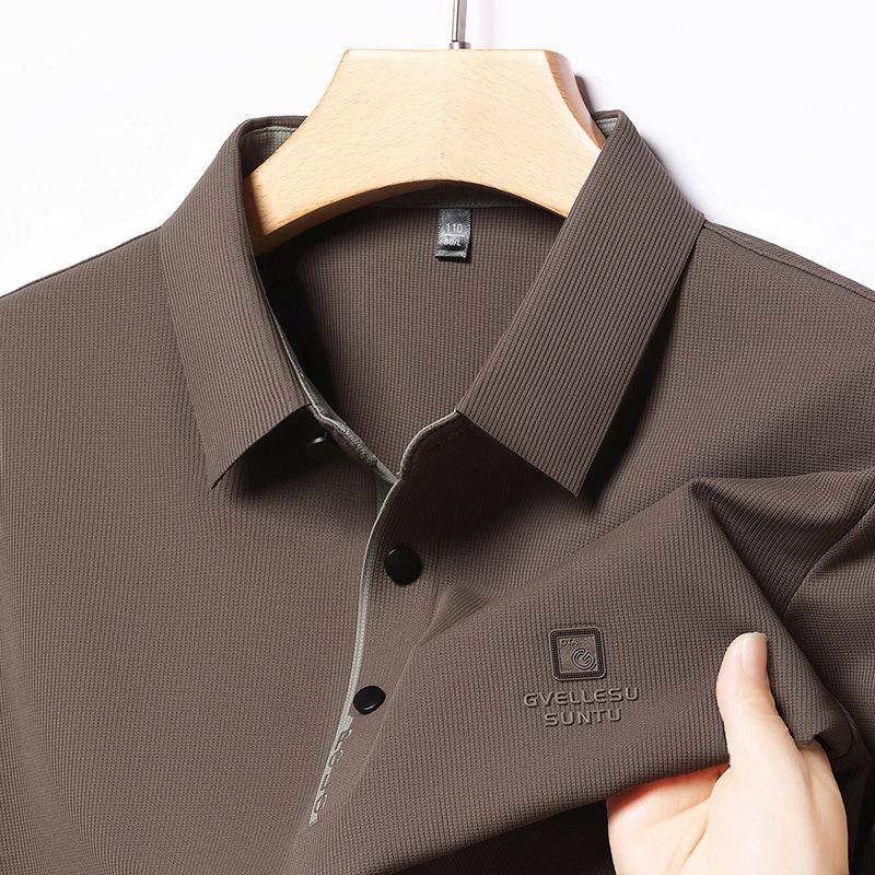 Men'S Short-Sleeved T-Shirt Lapel Polo Shirt Simple Business Casual Top Bottoming Shirt