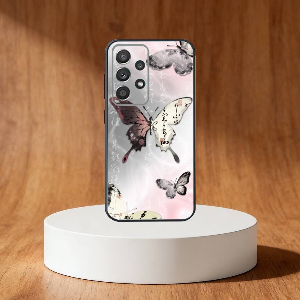 Ink wash painted butterfly Phone Case For Samsung S25,S24,S21,S22,S23,S30,Ultra,S20,Plus,Fe,Note,10,9,5G Black Cover