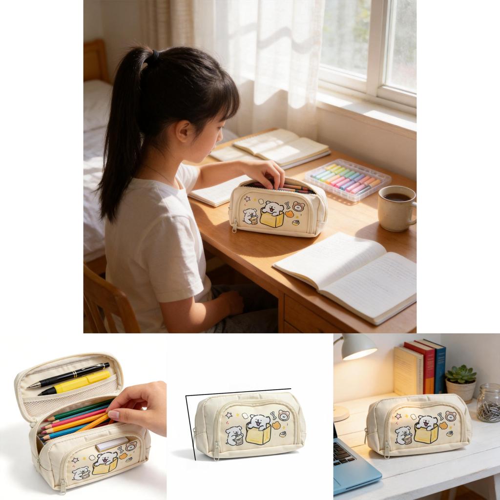Canvas Line Dog Pencil Case With Large Capacity For Kids And Teens Ideal For School Supplies