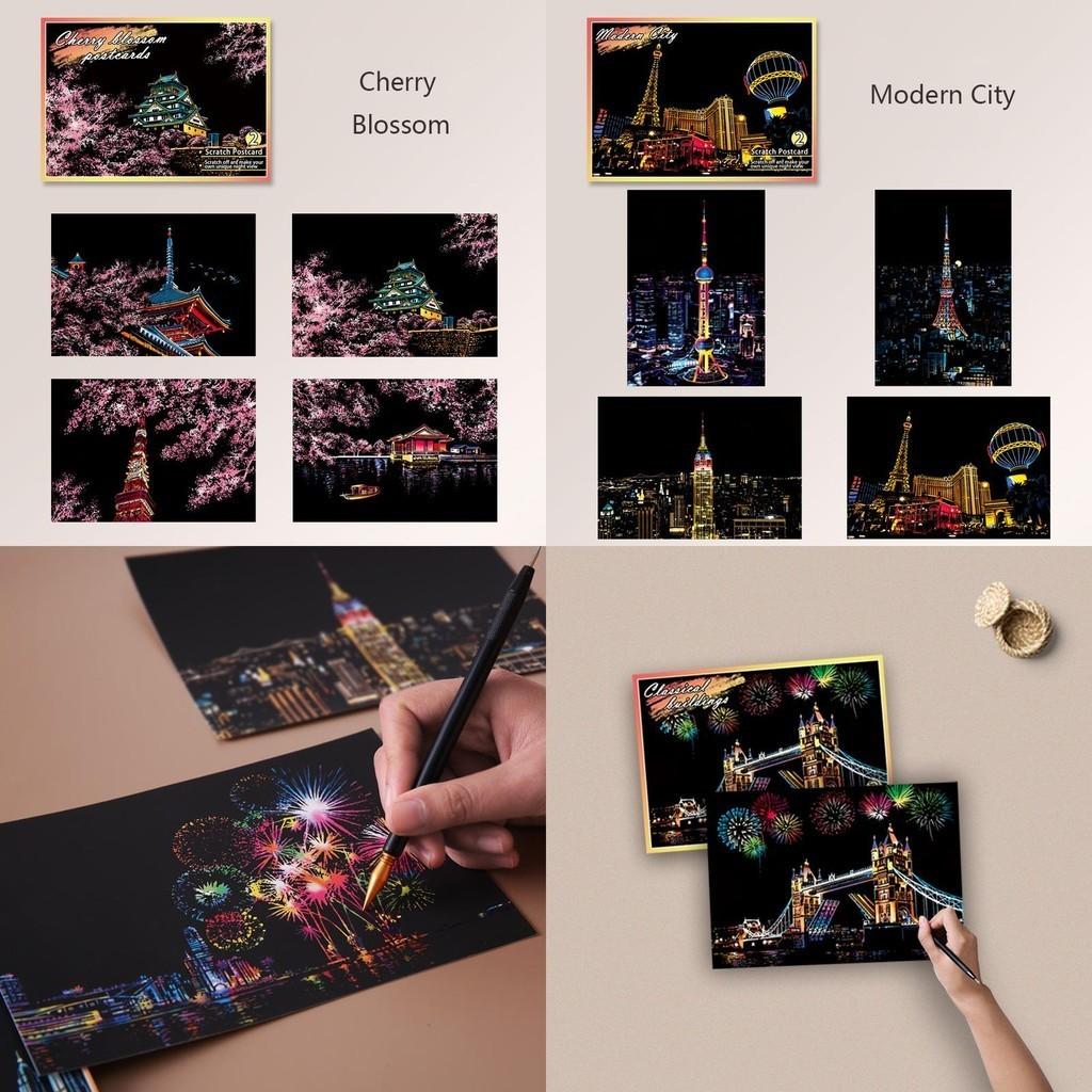 Night View Magic Scratch Art Painting Paper Kit For Creative Children's Fun And Exploration