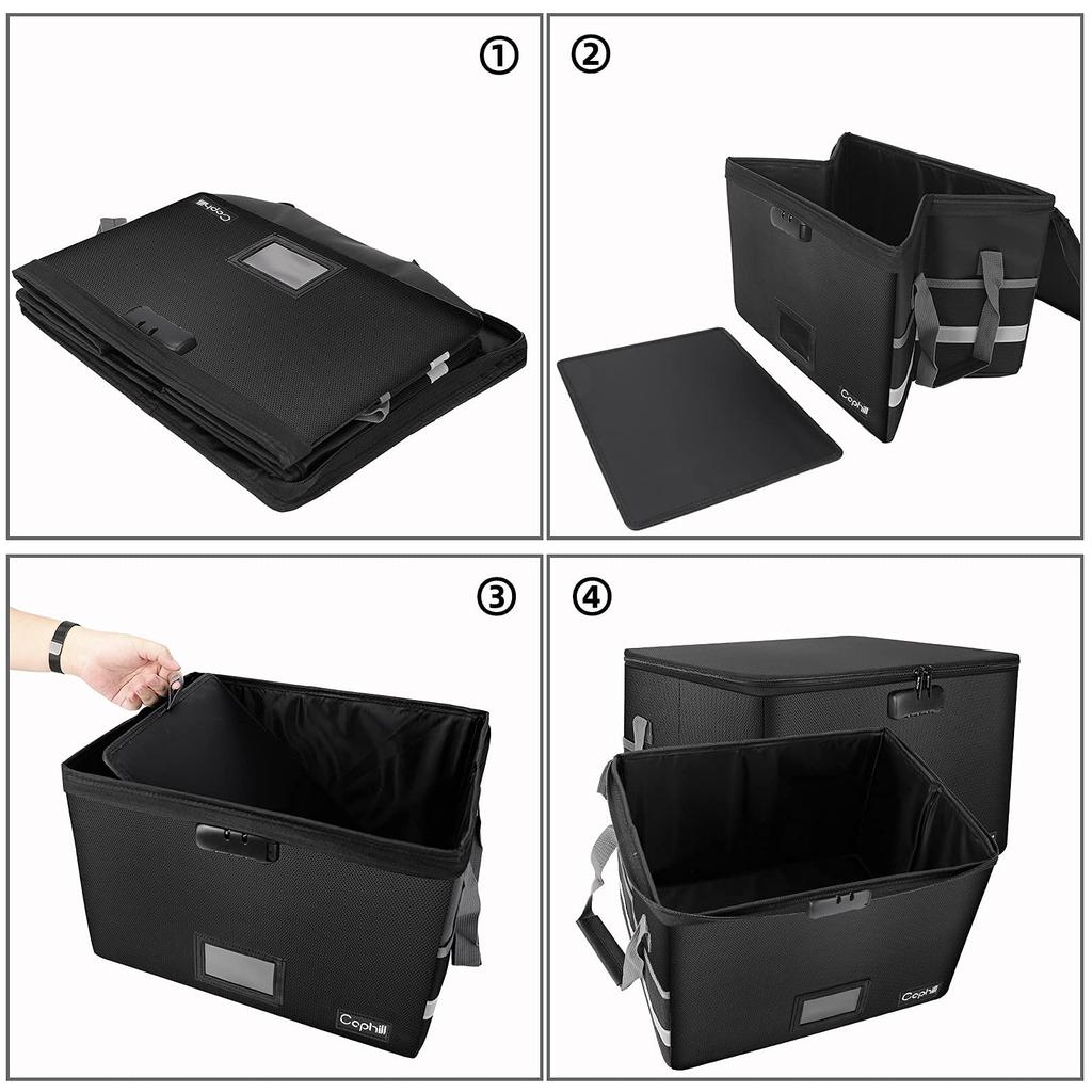 Caphill Fireproof Document Storage Box with Emergency Document Storage File Simple Valuables Hanging Black Lock, Waterproof, Supplies, Case, Box,